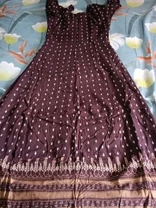 Elegant Ethnic Gown with Indian Print
