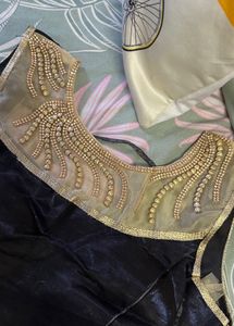 Embellished Black Velvet Blouse