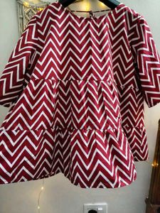 Maroon &amp; White Chevron Tiered Top 3XL