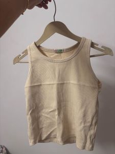 Cream Ribbed Tank Top