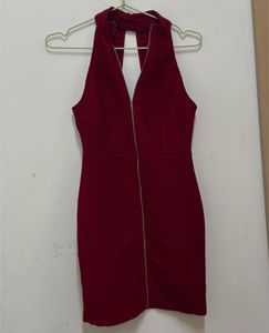 Burgundy Halter Mini Dress