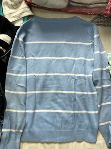 Light Blue Striped Knit sweater