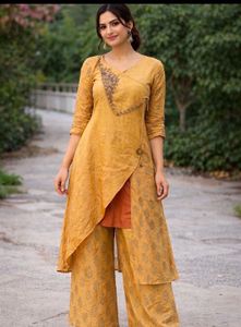 Yellow Kurta Set with Palazzo Pants