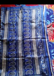 Blue Paisley Print Saree