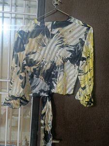 Boho Floral Print Knot Top