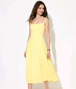 Savana Butter Yellow Coquette Midi Dress