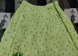 Light Green Ethnic Skirt with Paisley Print