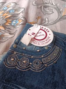 Embellished Blue Denim Jeans