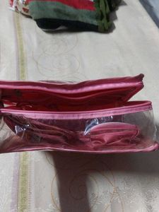 Quilted Pink Travel makeup kit Pouch