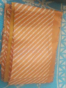 Orange Floral Print saree