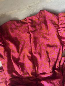 Pink Ruched Puff Sleeve Dress