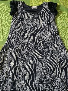 Beautiful Black And White Animal Printed Net Kurta