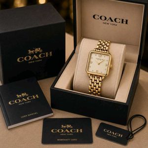Coach New York Gold Square Dial WatchCass Quartz C