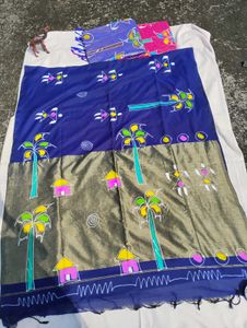 Vibrant Hand-Painted Silk Saree