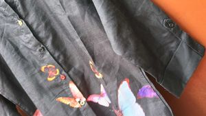 Black Butterfly Print Kurta