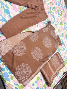 Designer Brown Kurta Set with Dupatta