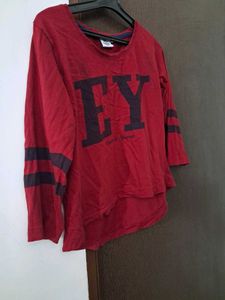 Red "EY" Long Sleeve Tee