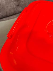 Square Food Storage Container with Red Lid