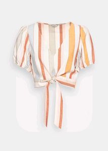 Only Striped Tie-Front Wrap Top