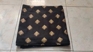 Black Cotton Dupatta Cum Kurta Fabric 2.25 Metres