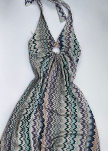 Boho Halter Neck Zigzag knot Maxi Dress length 57