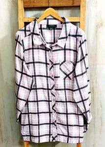Pink Plaid Button-Up Shirt Size-46