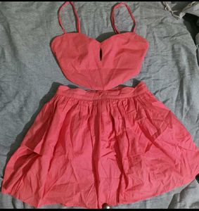 Coral Cutout Mini Dress