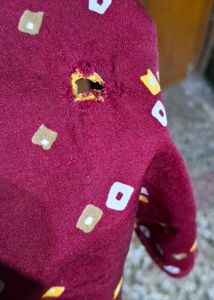 Maroon Kurta with White Print