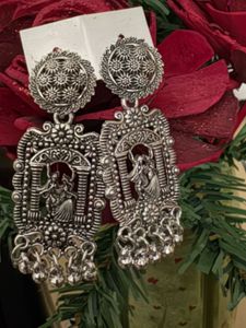 2 Combo Exquisite Oxidized Silver Jhumkas with Dan
