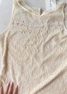 Brand new beige lace dress with pearls