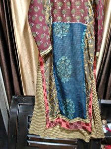 Patchwork Print Kurta multilayer maxi long dress
