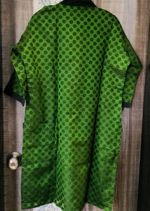 Bottle Green And Black Polka Dot Kurta