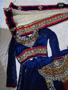 Elegant Blue &amp; Cream Lehenga Choli