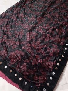 Elegant Maroon &amp; Black Saree