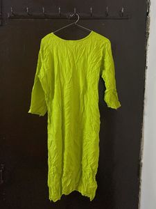 Lime Green Embroidered Kurta