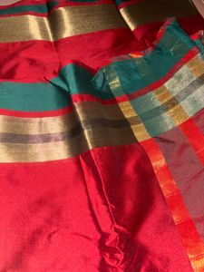 Beautiful Red Saree with Green Border