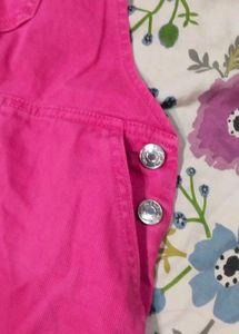 Pink Denim Dungaree Short Dress