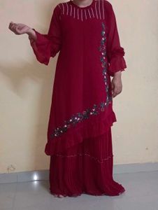 Elegant Red Embroidered Kurta Set