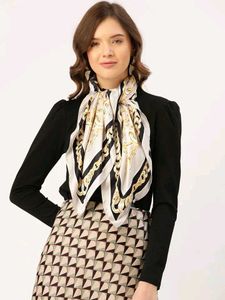 Mango Elegant Chain Print Silk Scarf