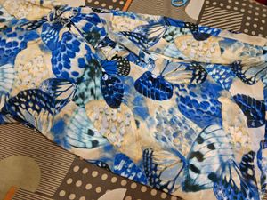 Blue Butterfly Print Dress wrap design