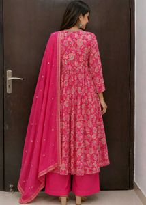 Vibrant Pink Floral Kurta Set
