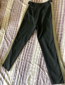 Stylish Black Pants with Gold Trim