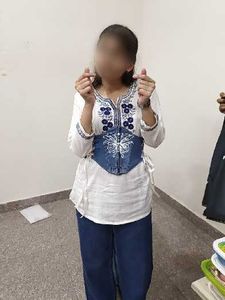 Hand-painted Denim Corset Belt