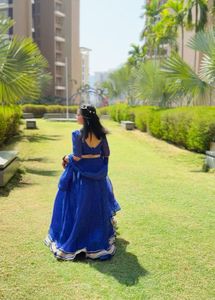 Elegant Blue Striped Dress