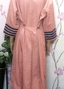 Kurti korean button check designtrend pink1pic