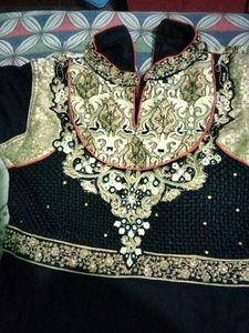 Elegant Black &amp; Gold Anarkali Suit