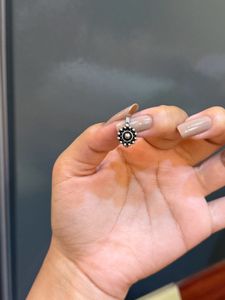 Oxidized Silver Flower Nose Pin