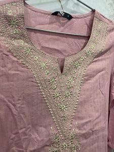Pink Embroidered Kurta