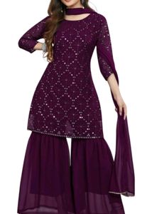 Stunning Purple Sequined Kurta Set