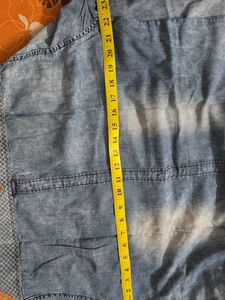 Men's Blue Checkered Denim Shirt chest across44